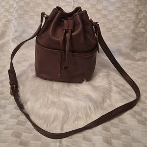 COACH Vintage Pocket Drawstring Bag, in Cocoa Leather Style 4021